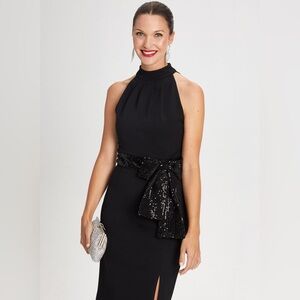 Eliza J Petite Halter-Neck Sequin-Bow Sheath Cocktail Party Dress, Size: 8P, NWT